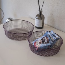 VILLAT 粉彩色調圓形鐵製籃子, 酒紅色, 2個