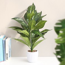 晨之香 白色盆栽 觀葉人造花盆栽 05 斑馬花, 混合色, 1個