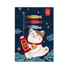 A-hope 附桿插畫日本貓咪布藝隔間簾, Type 08