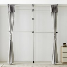 업그레이드 심플 4단 커튼 행거, 아이보리 + 연그레이