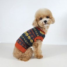 Grooming Dog 寵物笑臉針織背心, 海軍藍