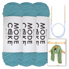 니뜨 모드케이크 뜨개실 100g x 3p + 아르토 머플러 도안 + 줄바늘 6mm 세트, 1세트, 13 스카이