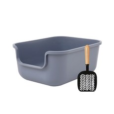 Kangjipsa 貓砂盆 L號+貓砂鏟, 淺灰色(貓砂盆)