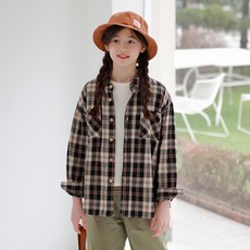 女童款DD格紋襯衫 J6539