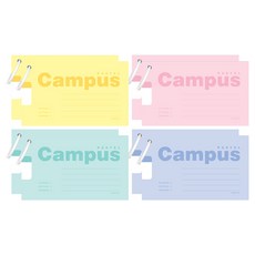 Pinkfoot Pastel Campus便條紙 4款 各2入, 黃色+粉色+薄荷綠+藍色, 1組