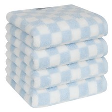 Guy Laroche 頂級先染系列毛巾 200g 40支精梳棉 4入, 藍白格紋, 1組