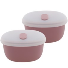 Cherry House矽膠便當盒容器 可可色 350ml, 2個, 深粉色