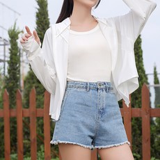 Market A 女款夏季涼感戶外簡約連帽拉鍊外套