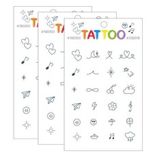Petit 迷你紋身貼紙 TS011, 簡約紋身, 3個