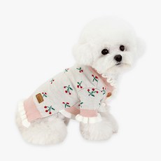 ITS DOG 寵物奶油櫻桃荷葉邊開襟衫, 混搭色, 1個