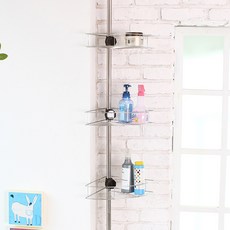 夾式固定角落置物架 3層, 金屬銀, 1個