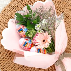 블뤼엔 티니핑 키링 3p + 생화 꽃다발 세트, 핑크(꽃다발)