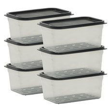 생활엔 말랑핏 차곡차곡 식재료 보관용기 블랙, 6개, 900ml