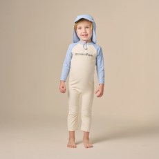 메켄메르크 아동용 올인원 래쉬가드 수트형 수영복 + 플랩캡 세트