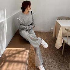 NANING9 女款Rintip荷葉邊運動上下套裝