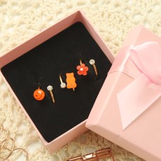 女童霓虹微笑戒指3件組