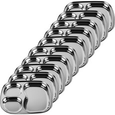 不鏽鋼3格零嘴餐盤, 單色, 10個