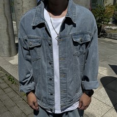 MUSIDDA 男款日常雙口袋寬鬆牛仔夾克