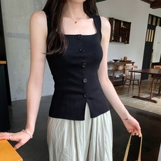 Moirbella 女款鈕扣無袖針織衫 O263-0171
