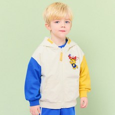 HEJMINI 童款泰迪熊朋友印花拼色連帽外套