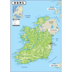 지도닷컴 지형 코팅형 아일랜드 지도 150 x 210 cm, 1개