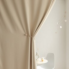 防光 防風防寒 穿桿式遮光門簾窗簾, 深米色