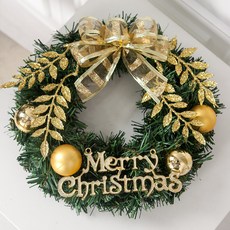 flowertree 手工珠光葉聖誕花圈, 1個, 金色