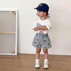 Starbean 恐龍刺繡丹寧短褲