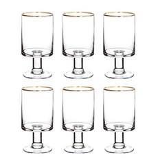 니코트 gold crystal 플리츠 각진 와인잔, 340ml, 6개