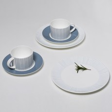 한국도자기 코지 모닝 식기세트 6p, 블루, 1세트, 커피잔 2p + 커피받침 2p + 접시 21cm 2p