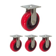 MASTER. S 不銹鋼重型用腳輪 DS 3360 PUP-R 6 重型不銹鋼 聚氨酯 軸套 紅色 固定 R, 4個