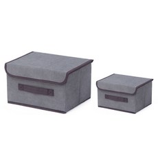 마켓에이 접이식 부직포 보관함 2종 세트, 그레이, 1세트