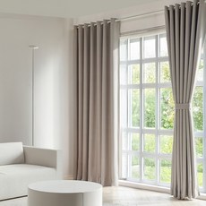 VIEW HOUSE 素色四季穿孔式窗簾桿 遮光窗簾 2入, 純灰色
