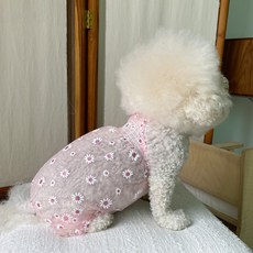 bydamsoomi 寵物閃亮花朵連身衣, 粉紅色