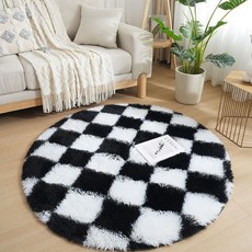 소유공간 체커보드 거실 원형 러그