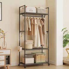 Growthome 免螺絲碳鋼框架衣架, 黑色