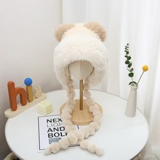 Parajuni 女款冬季防寒護耳保暖滑雪帽 HJ0955, 象牙白, 1個