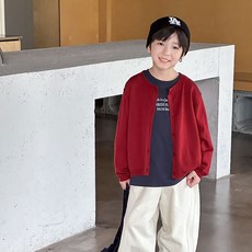 스타빈 아동용 자수레터링 심플 컬러 가디건