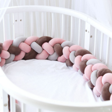 Happy Mine 溫暖柔軟麻花捲床圍 1m, 粉紅色 + 棕色 + 灰色