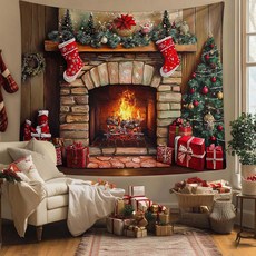 Atihom壁爐快樂聖誕掛毯 厚布, TYPE04, 1個