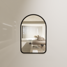 Madeu 黏貼式硬塗層簡約壓克力鏡 拱形 L, 黑色