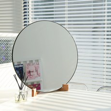 WOOD REPUBLIC Mirror Moon 強化玻璃無框圓形化妝臺鏡 立式 500mm + 層架組, 03 太平洋鐵木