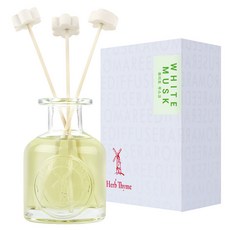 허브타임 NEW 실내용 디퓨저 130ml + 플라워 석고 랜덤발송 4p + 섬유스틱 5p 선물세트, 화이트무스크, 1개