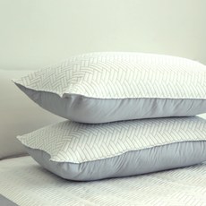 지베딩 3중직 듀라론 항균 냉감 베개커버 솜포함, 그레이, 2개