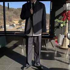 Meosidda 男士標準寬鬆版單排扣西裝上下套裝