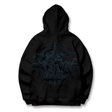 Granfinny 男女共用 高級世界旅行指南針連帽T恤 GFHT001