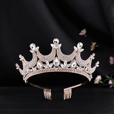 LUNA GLAM 自助婚紗 華麗線條 水晶皇冠 H338, 玫瑰金, 1個