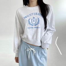 플랜데이 여성용 샤샤 자수 루즈핏 맨투맨