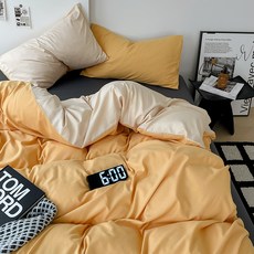 unhev 雙色混搭被套, 02 奶油黃色