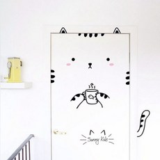 스토리빙 방 인테리어 동물 문 스티커 고양이, 혼합색상